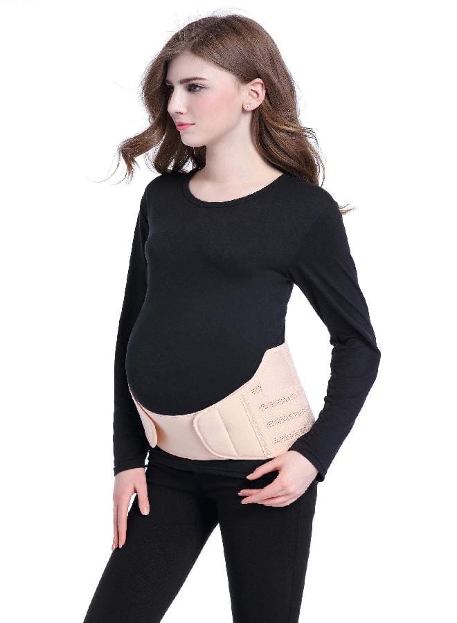 Adjustable Maternity Pregnancy Belt/Abdominal Breathable Pregnancy Belly Wrap/Prenatal Back Support Belt (Beige, Large) - Image 5